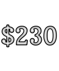 dollar sign on white background $230