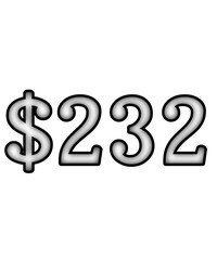 dollar sign on white background $232