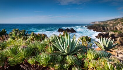 close up of succulent plants by the coast