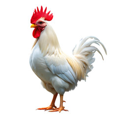 Fototapeta premium White rooster isolated on transparent background