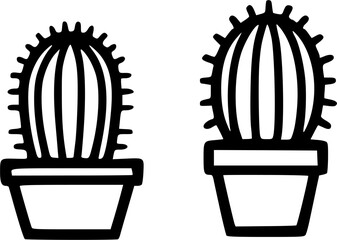 Cactus. Cacti set line and background flat vector ilustration. sign, symbol, vector, art