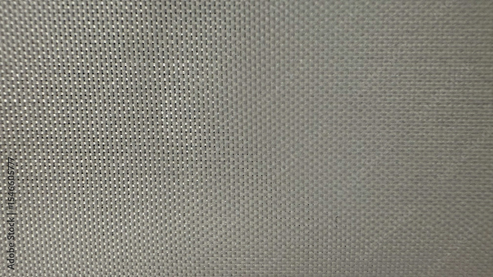 Poster close-up texture of light gray woven synthetic mesh fabric with subtle sheen and uniform square patt