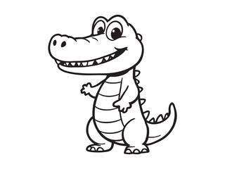 Crocodile Hand Drawn Line Sketch