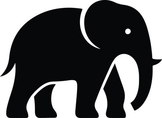 Silhouette stylized elephant standing animal symbol in black vector illustration