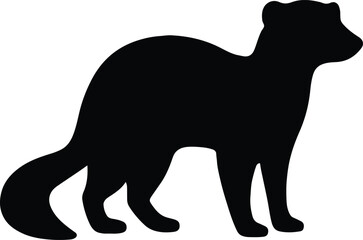 Silhouette Stoat or ermine standing wildlife animal vector illustration