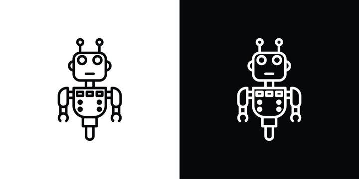 Robot assistant icon in black. flat graphic vector icon