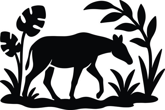 black zebra walking in jungle clip art preview
