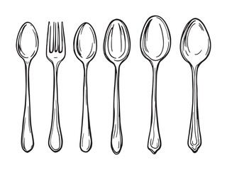 Cutlery Spoon Line Art Drawing