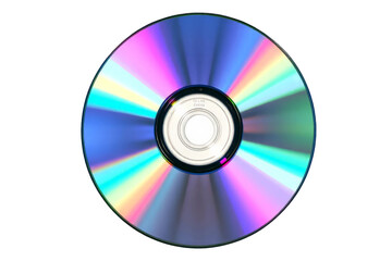 A vibrant CD disc against a black background showcasing its colorful data storage surface.