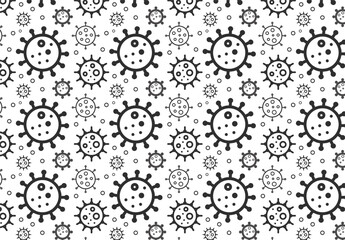  Vector seamless pattern of hand drawn doodle sketch coronavirus covid 19 cell isolated on white background
