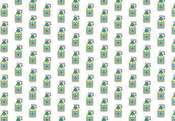  Hand sanitizer bottle. Seamless pattern. Icons on white background - stock illustration
