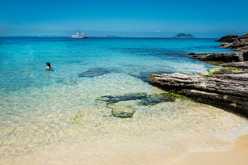 Azeda Beach, or Bite Beach, Praia Azeda, a idilic beach with clear and calm waters, in Buzios, Rio...