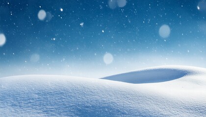 beautiful ultrawide background image of light snowfall falling over of snowdrifts