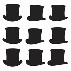 Top hat silhouettes in grid formation, apparel icon