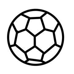 Obraz premium Simple line drawing of a classic soccer ball or football with hexagonal and pentagonal panels. Ideal for sports and game related icons