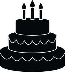 Birthday cake icon,Birthday cake  black silhouette vector style