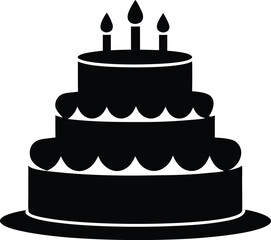 Birthday cake icon,Birthday cake  black silhouette vector style