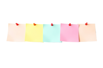 A flat lay image showcasing a colorful board of sticky notes pinned for organization and planning purposes.