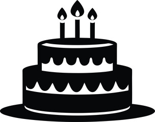 Birthday cake icon,Birthday cake  black silhouette vector style