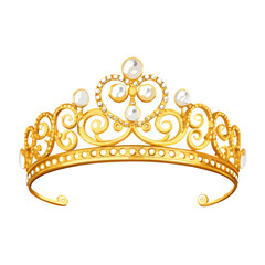 Royal Gold Crown with Blue Gems &ndash; Luxury King&rsquo;s Crown Clipart Illustration for Nobility, Royalty, Fairytales, Pageants, Medieval or Fantasy Design Use