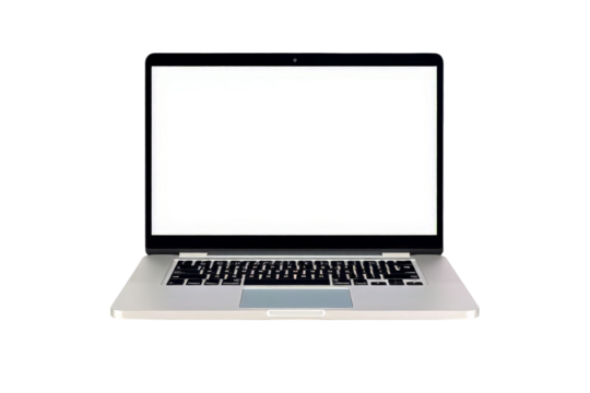 A clean laptop mockup isolated on a black background perfect for showcasing digital designs and presentations.