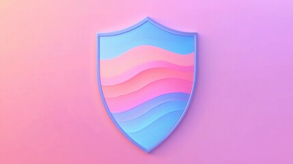 Fototapeta premium Colorful digital shield design representing protection and security on a gradient background