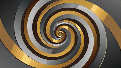 Abstract swirling spiral design with gold silver and brown colors suitable for designs