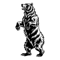 Aggressive Standing Bear Vector – Fierce Wild Animal Illustration for Mascots, Logos, Tattoo Art, Wildlife Prints, T-Shirts, and Vintage Graphic Designs