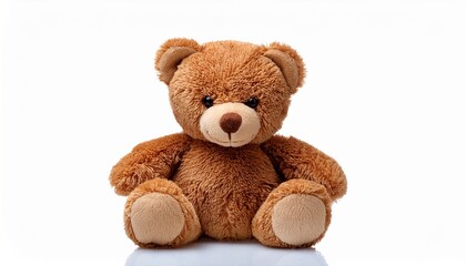 Fototapeta premium soft brown fluffy teddy bear toy isolated on white