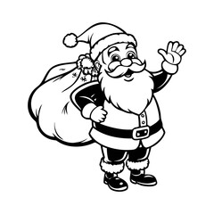 Cute Santa Claus with Gift Bag Vector – Christmas Clipart for Holiday Cards, Invitations, Seasonal Crafts, Winter Decorations, and Festive Designs