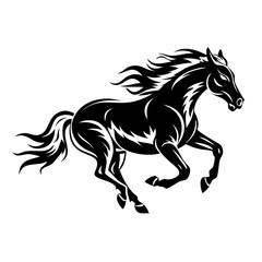 Running Horse Silhouette Vector – Wild Stallion Clipart for Tattoos, Equestrian Designs, Tribal Art, Logo, Racing Themes, and Western Decor Graphics