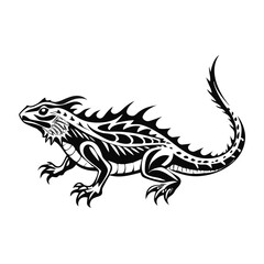 Tribal Lizard Vector Illustration – Reptile Clipart for Tattoos, Nature Designs, T-Shirts, Stickers, Wildlife Art, and Desert-Themed Projects