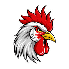 Angry Rooster Head Vector – Bold Chicken Mascot Illustration for Logos, Farm Designs, T-Shirts, Stickers, Sports Teams, and Agricultural Branding
