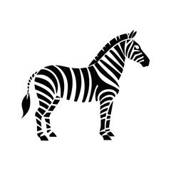 Silhouette of Zebra in Black and White Stripes – Vector Animal Illustration of African Wildlife | Safari, Nature, Wild Mammal Design for Art and Decor

