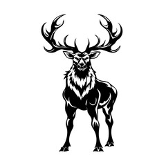 Deer Silhouette Vector – Majestic Stag Clipart with Antlers for Wildlife, Hunting, Forest, Nature, Outdoors, Rustic Decor, or Woodland-Themed Designs