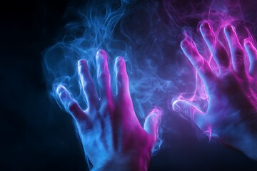 Stock photo of hands with magic energy effects for fantasy art and mystical power concepts design  chars