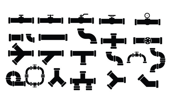 set of pipeline water, oil and gas design vector icon template