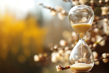 Hourglass time sand clock countdown timer deadline urgency concept passing moments management ninety nine