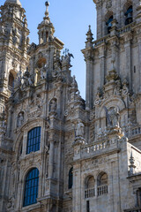 Fototapeta premium Santiago de Compostela Cathedral in Galicia, Spain, a famous pilgrimage site and UNESCO World Heritage landmark. Baroque façade and centuries-old religious significance.