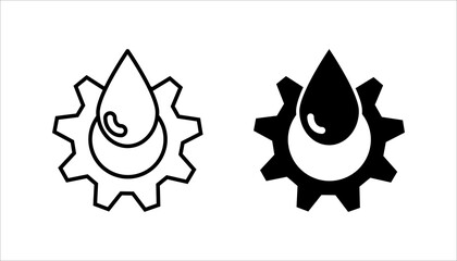 Lubricant oil drop and gear icon set. design isolated on white background. Vector illustration	
