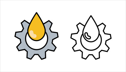 Lubricant oil drop and gear icon set. design isolated on white background. Vector illustration	
