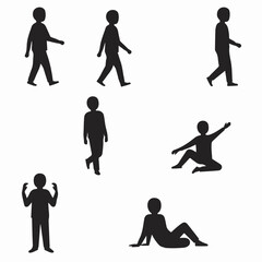 Simple figures in various poses silhouette