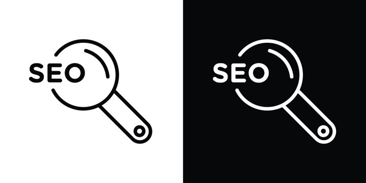 Search engine optimization icon in black. flat graphic vector icon