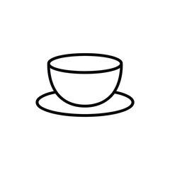 Simple Tea Cup and Saucer Line Icon Vector
