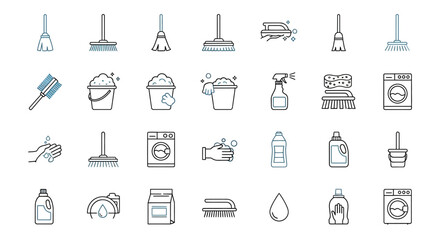 Cleaning Supplies and Equipment Icons A Comprehensive Collection