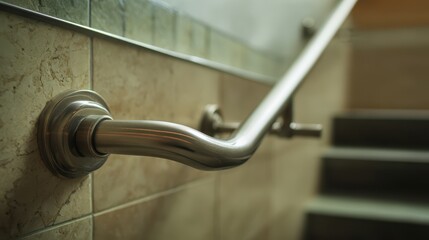 Stainless Steel Bathroom Handrail Close-Up View