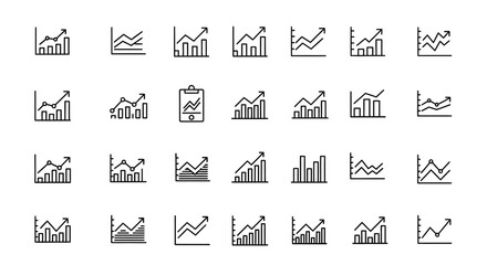 Collection of Line Graph Icons Upward Trending Charts & Data Visualization Symbols