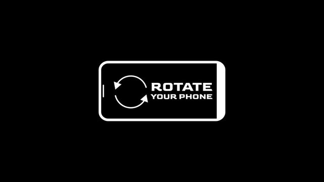 Rotate Your Phone to Landscape position on back background. 4K video animation of rotate your phone video