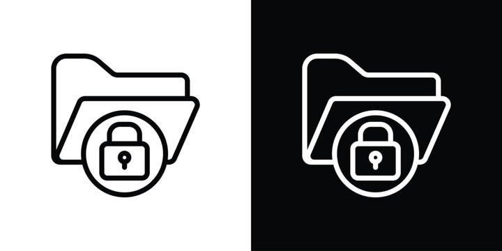 Secret folder icon in black. flat graphic vector icon