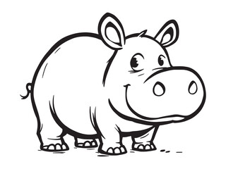 Minimal Hippopotamus Line Drawing